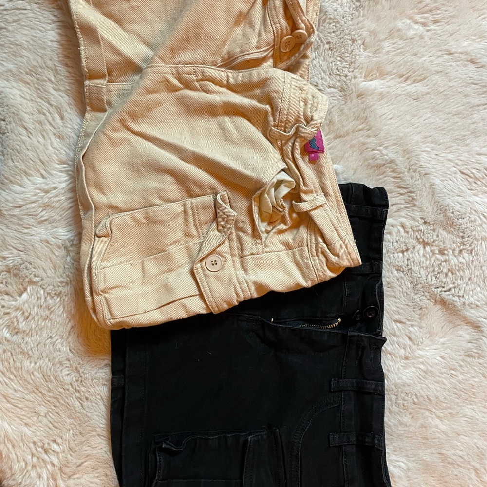 Edikted beige and black cargo skirts